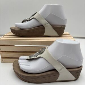 FitFlop Jeweled Thong Sandals Crystal Embellished Comfort Beige Womens‎ 5